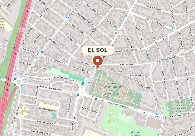 Plan du quartier : EL SOL, au 153 Route de Bondy à Aulnay-sous-Bois